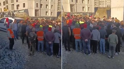 Hatay’da TOKİ işçileri, temel ihtiyaçlarının karşılanmaması üzerine iş bıraktı