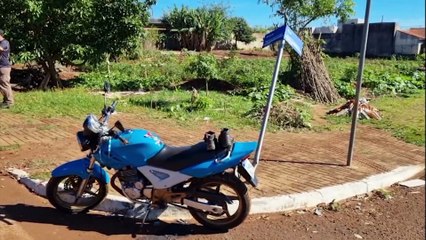 Motociclista tem lesão grave no pé, com possível amputação, após acidente em Santa Tereza do Oeste