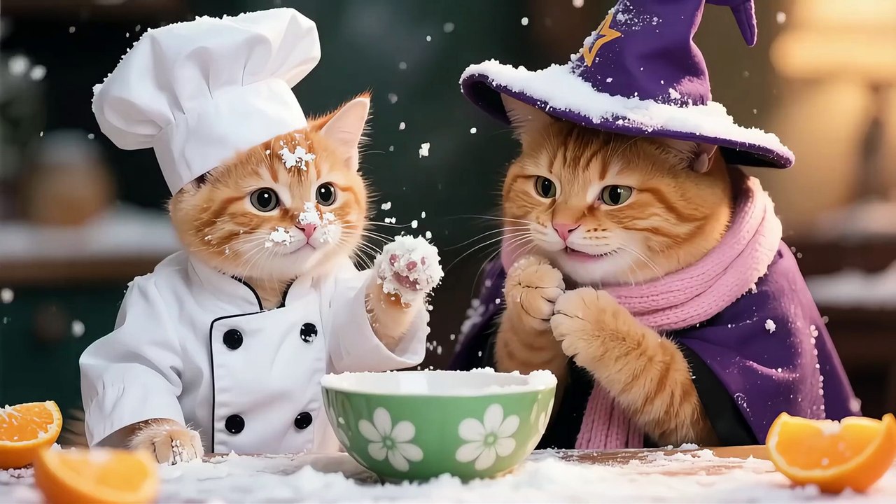 Tiger-Hat Kitten’s Kitchen Madness—Sugar Storms & Flour All Over His Face