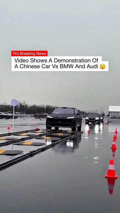 “A video captured a speed bump test comparing the Chinese Nio ET9 with BMW and Audi vehicles. The test involved each car driving over the same bumps under similar conditions.”