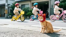 Ramen-Shop Mom & Little Juice-Maker—Tiger-Hat Kitten Finally Gets His Dream Bike
