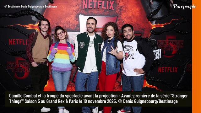 Constance et Guillaume Labbé en famille au Grand Rex aux côtés de Camille Combal pour l’avant-première de Stranger Things
