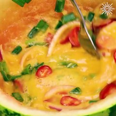 I bet you've never seen someone cook eggs inside a watermelon!