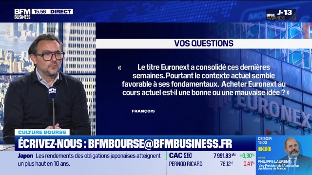 Culture Bourse : « Euronext a consolidé ces dernières semaines. Pourtant le contexte actuel semble favorable à ses fondamentaux. Acheter ce titre au cours actuel est-il une bonne ou une mauvaise idée ? », par Julie Cohen-Heurton - 19/11