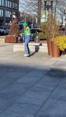 Skateboarding Girl's Smooth Moves (Then a Sudden Stop!)