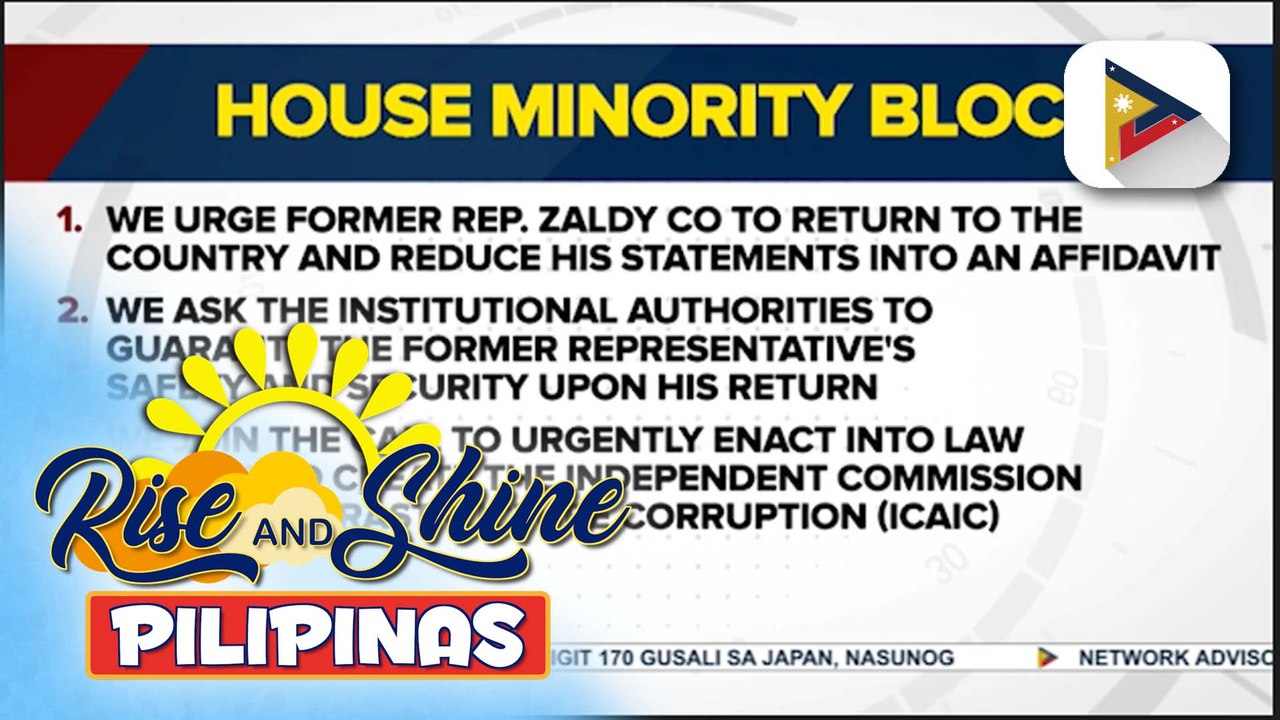 Ilang kongresista, ikinalugod ang pag-usad ng kaso vs. mga sangkot sa maanomalyang flood control projects; House minority bloc, muling nanawagan kay ex-Rep. Zaldy Co na umuwi at harapin ang mga alegasyon | ulat ni Mela Lesmoras