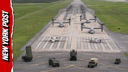 US Marines perform 'elephant walk' at Okinawa Air Station