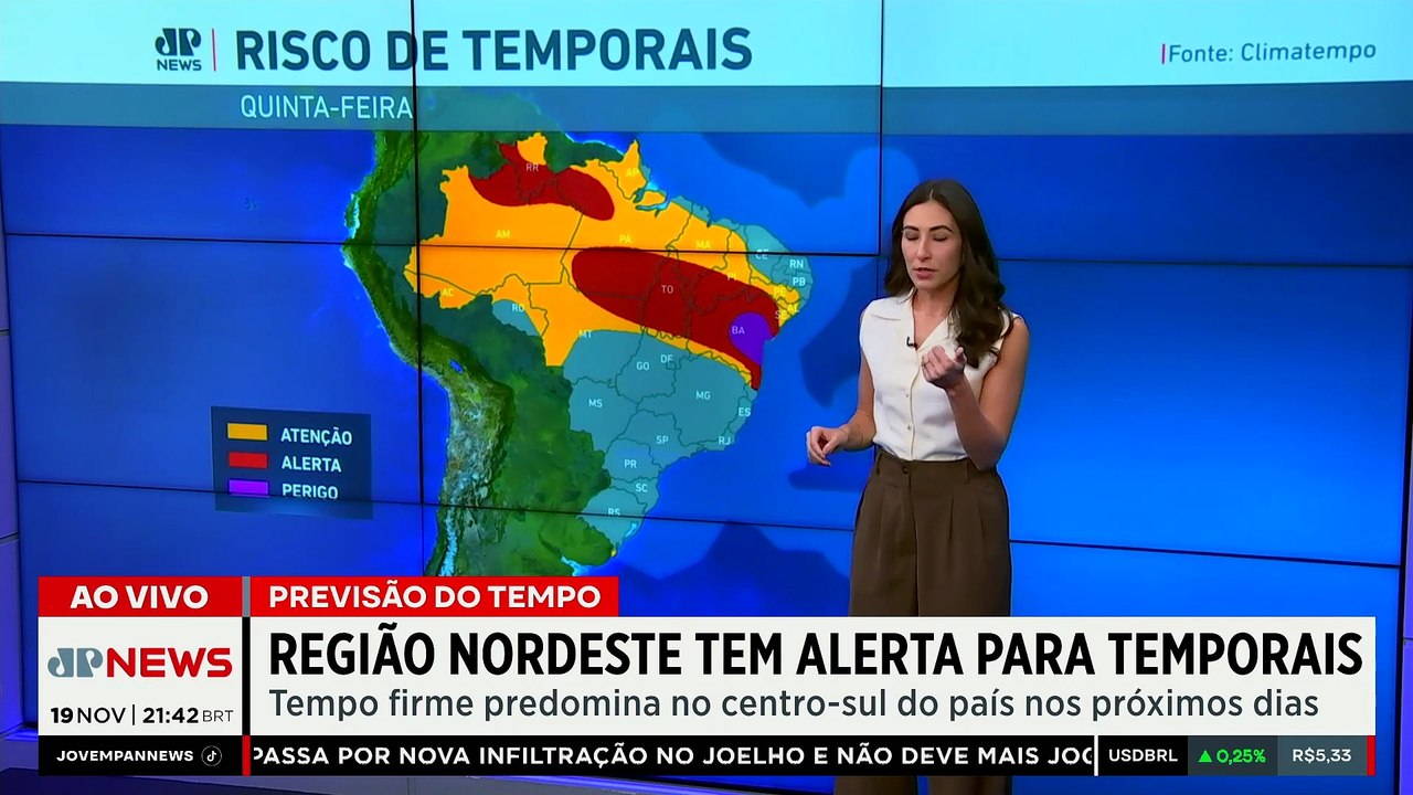 Previsão do Tempo: Região Nordeste tem alerta de temporais e chuvas fortes