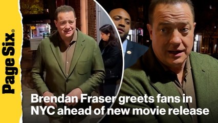 Brendan Fraser greets fans in Manhattan ahead of new movie release