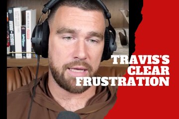 Travis Kelce reacts with clear frustration as Jason celebrates him