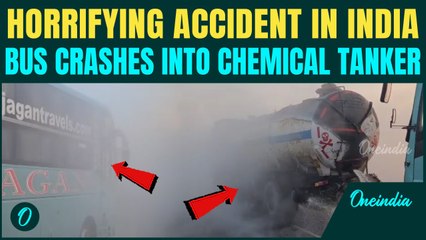 Breaking: Tourist Bus CRASHES into Chemical Tanker in Telangana | Massive SMOKE Clouds; Many Injured