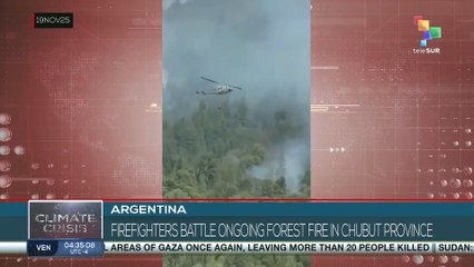 Argentina: Firefighters battle ongoing forest fire in Chubut province