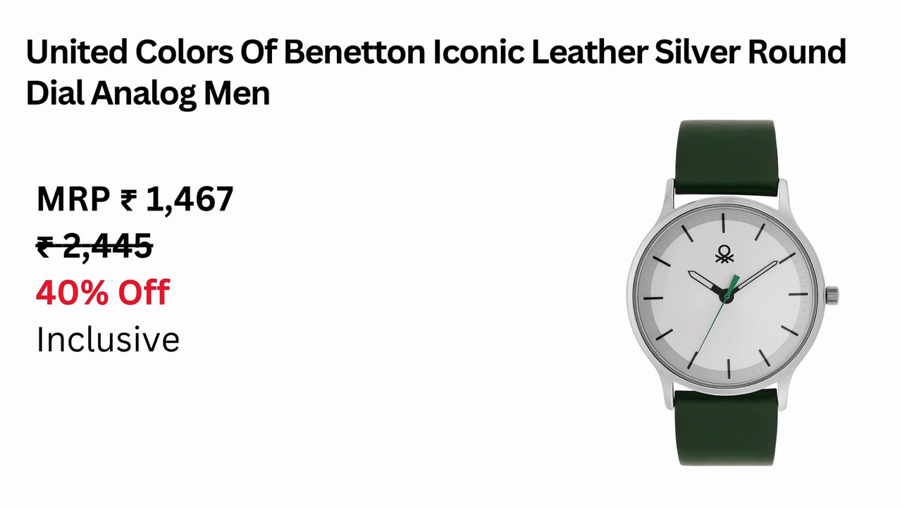 United Colors Of Benetton Iconic Leather Silver Round Dial Analog Men Watch