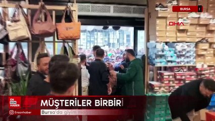 Bursa'da giyim mağazası açılışında izdiham