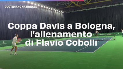 Coppa Davis a Bologna, l’allenamento di Flavio Cobolli