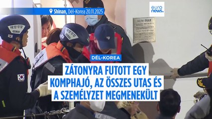 Zátonyra futott egy nagy komphajó Dél-Koreában