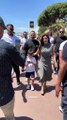Eva Longoria walks along the Croisette in Cannes with her son.
