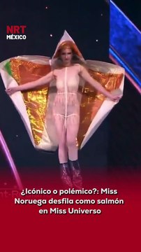 🐟 La representante de #Noruega desfiló con un traje típico de salmón y las redes no tardaron en explotar entre risas, elogios y memes.