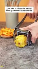 🍟 Make Perfect Fries in Seconds! Stainless Steel French Fry Cutter 🇺🇸✨