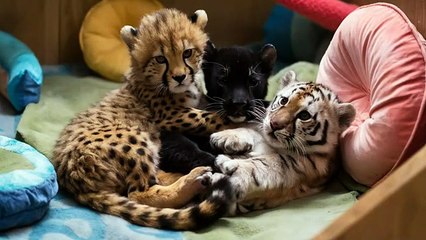 💖Toujours ensemble : Panthère noire, Léopard et Tigre blanc💖💥ABONNES-TOI STP🙏💖 MERCI 🙏💖💥