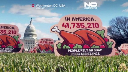 Thanksgiving-Plakate zeigen Folgen verzögerter SNAP-Hilfen: „Milliardäre essen zuerst“