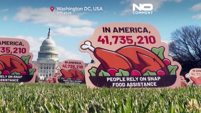 Cartazes do Dia de Ação de Graças destacam impacto dos atrasos no financiamento do SNAP