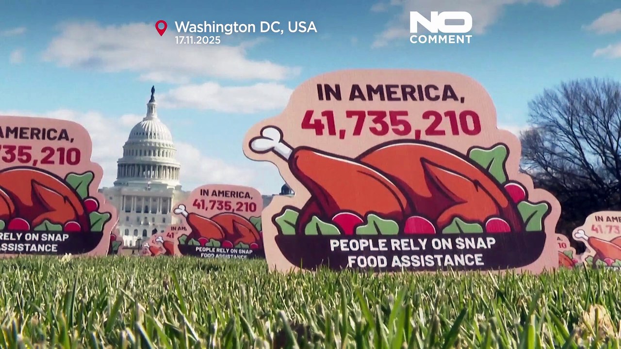 Cartazes do Dia de Ação de Graças destacam impacto dos atrasos no financiamento do SNAP