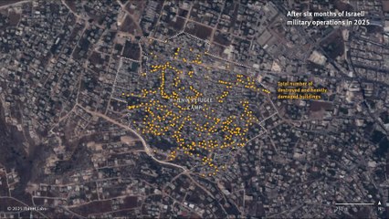 Demoliciones en el Campamento de refugiados de Jenin (Cisjordania) durante la Operación Muro de Hierro