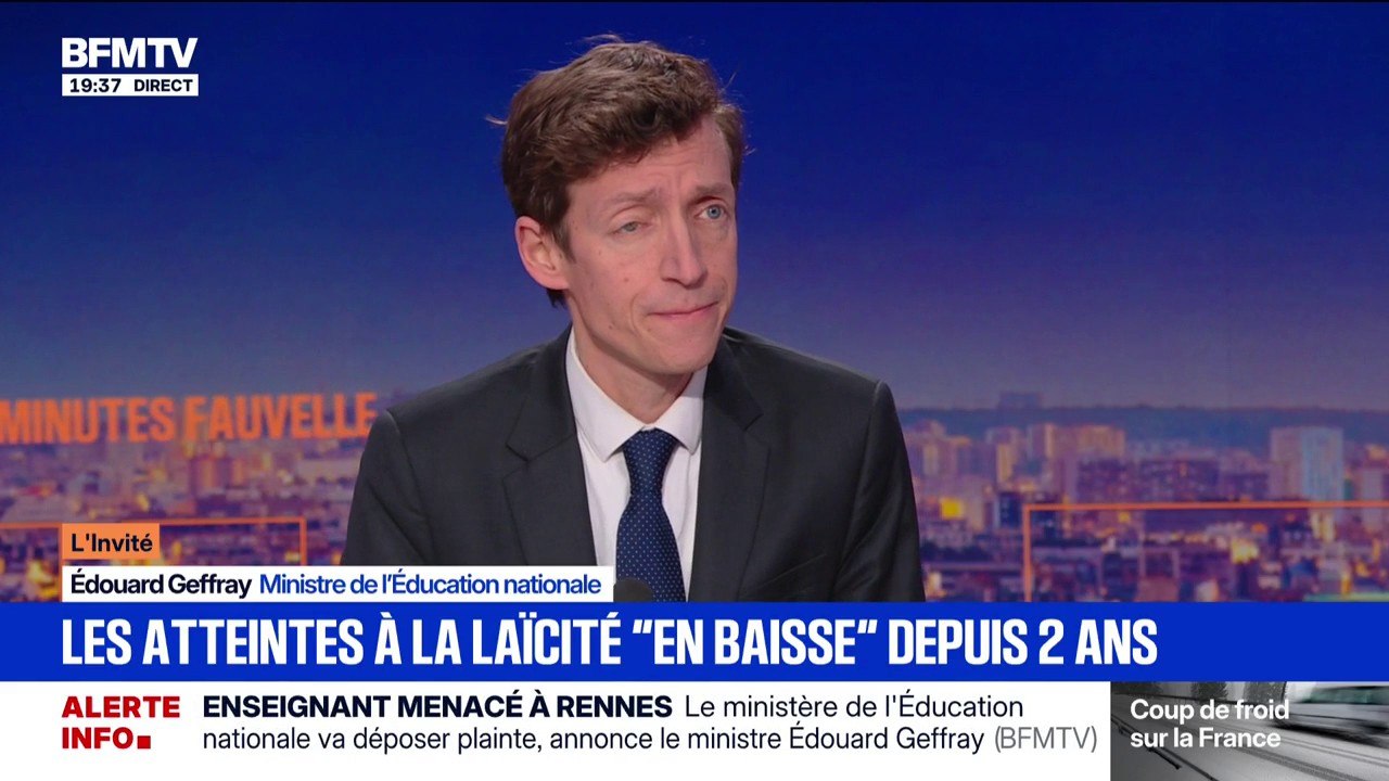 Les atteintes à la laïcité "en baisse" depuis deux ans indique le ministre de l'Éducation, Édouard Geffray