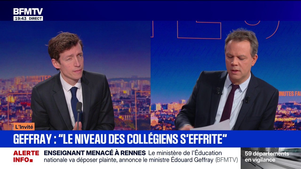 "Au collège, on constate un niveau qui s'effrite", déclare Édouard Geffray, ministre de l'Éducation nationale