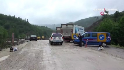 Sada çayının taşmasıyla yol çöktü, iki ilçenin Kastamonu’yla bağlantısı kesildi