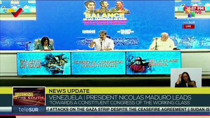 Pres. Nicolas Maduro leads an encounter with Venezuelan workers