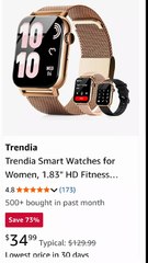 New .Smart Watches for Women, 1.83" HD Fitness Tracker (Answer/Make Calls), 120+ Sport Modes with Heart