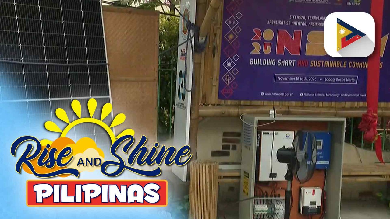 Bamboo waiting shed na may sariling solar panel at charging station, matatagpuan sa Laoag, Ilocos Norte | ulat ni Rod Lagusad