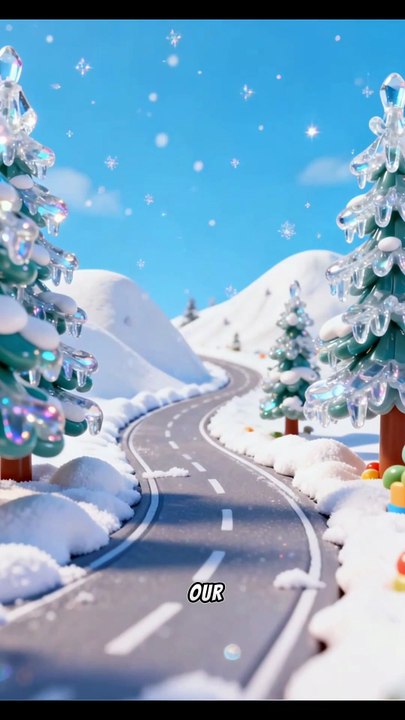 Cartoon Toy Cars Driving on Snow