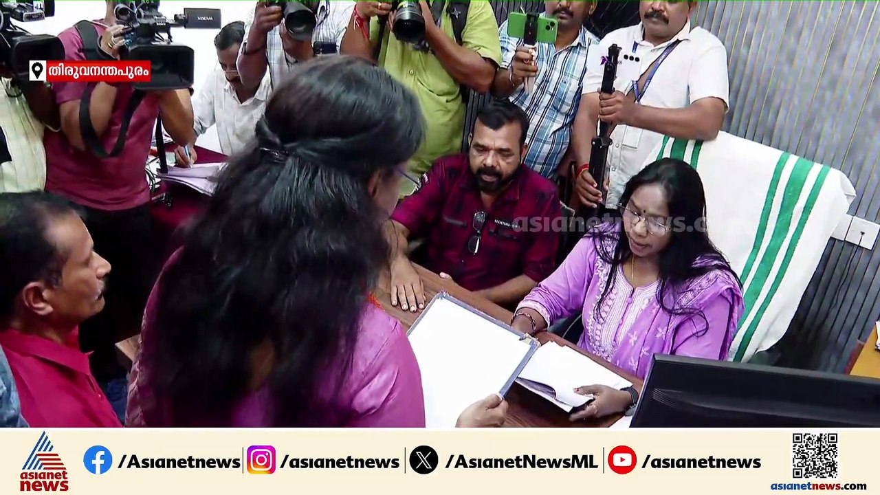 ബിജെപി സ്ഥാനാർത്ഥി ആർ ശ്രീലേഖ നാമനിർദേശ പത്രിക സമർപ്പിച്ചു