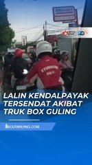TRUK BOX GULING DI KENDALPAYAK PAKISAJI, LALU LINTAS TERSENDAT!