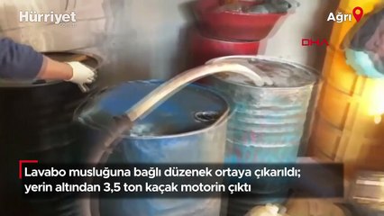 Lavabo musluğuna bağlı düzenek ortaya çıkarıldı; yerin altından 3,5 ton kaçak motorin çıktı