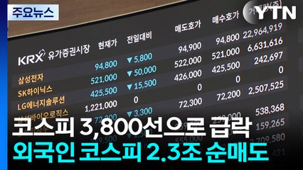 외국인 3.2조 순매도 '검은 금요일'...코스피 3,800선 / YTN
