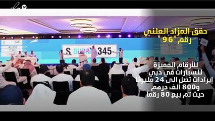 مزاد لوحات السيارات الـ96 في دبي يحقق 25 مليون درهم ولوحة بـ2.6 مليون درهم