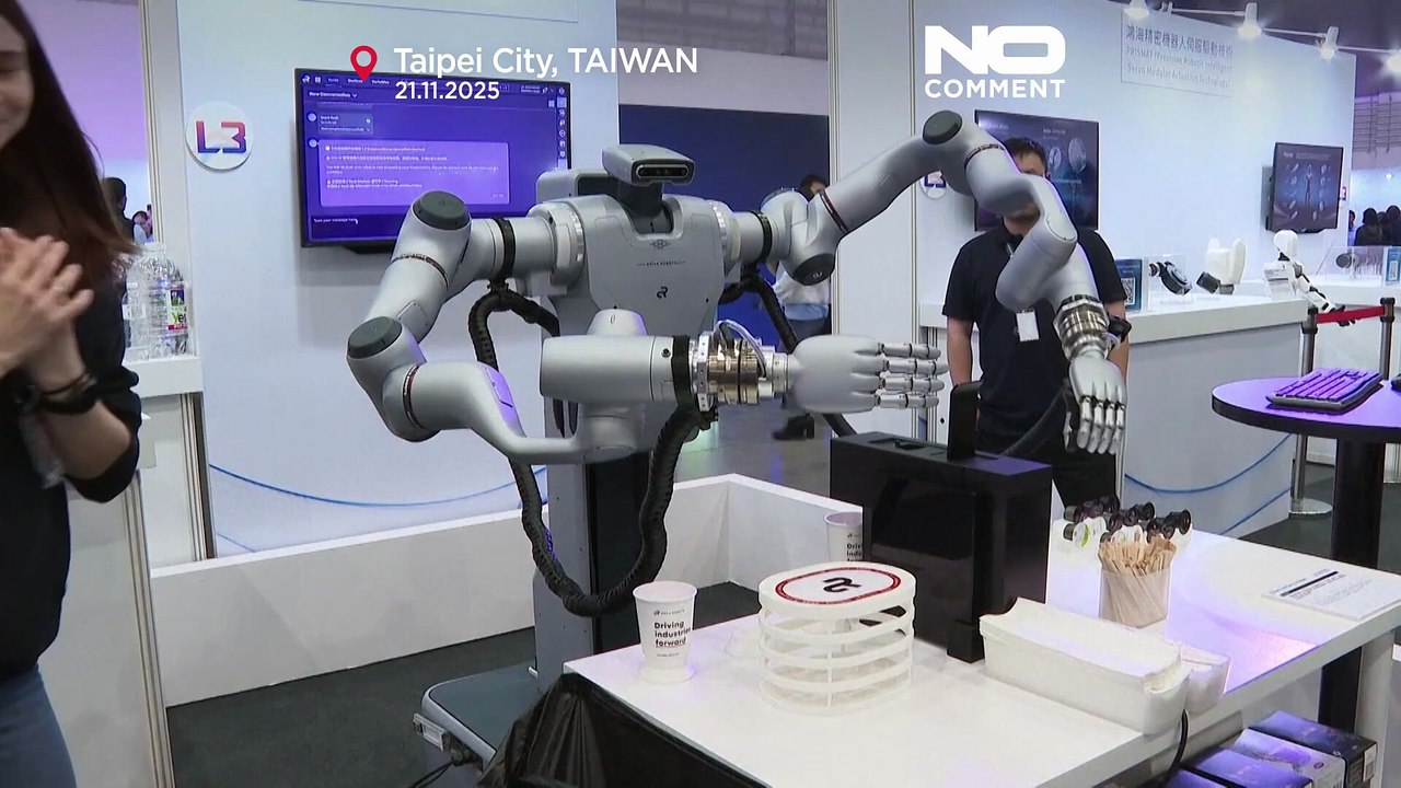 Taiwanisches Unternehmen stellt neues E-Auto und humanoiden Kaffee-Roboter vor