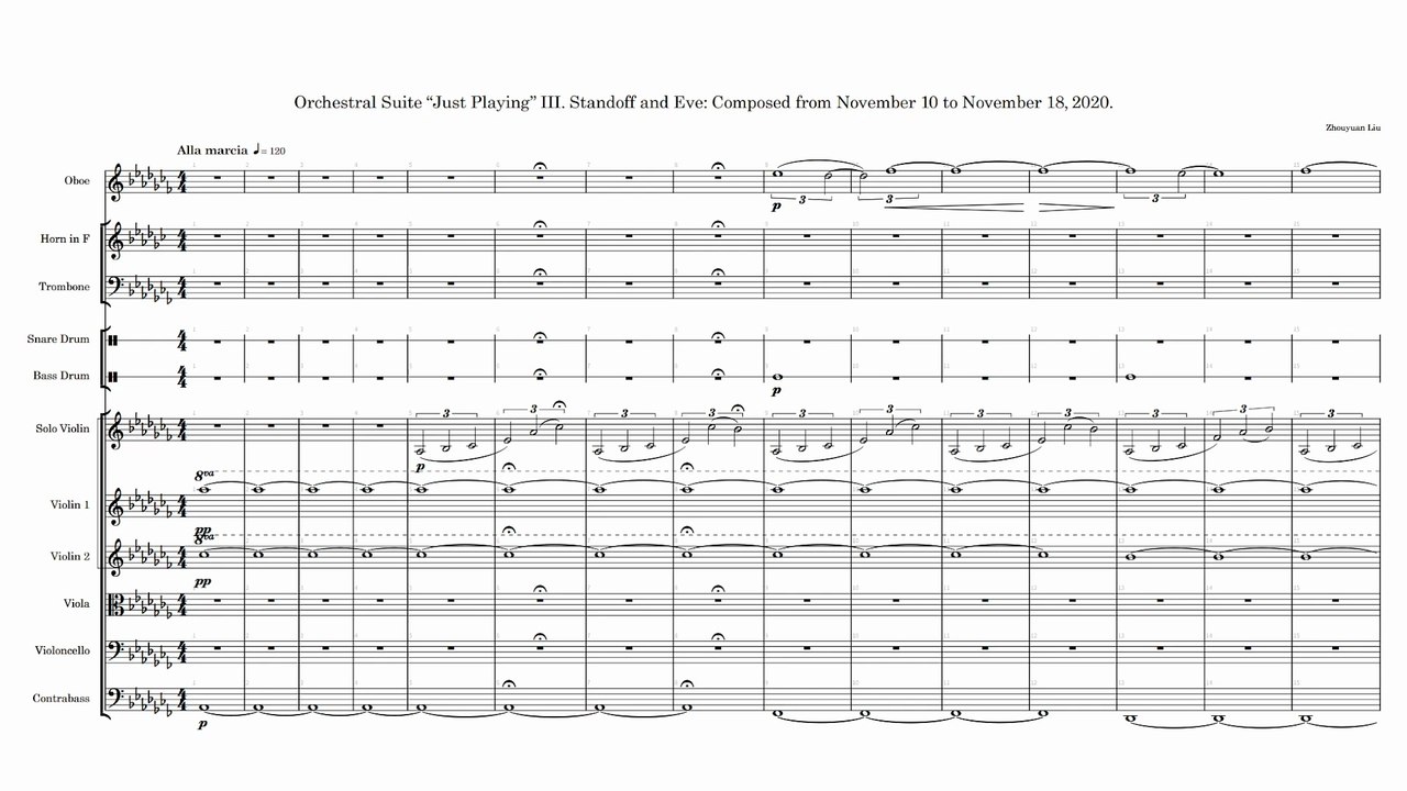 Orchestral Suite Just Playing III. Standoff and Eve Composed from November 10 to November 18, 2020. (Horizontal complete score)