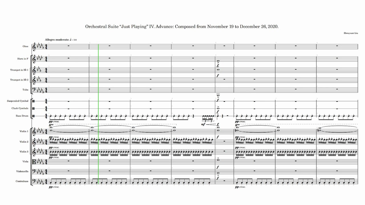 Orchestral Suite Just Playing IV. Advance Composed from November 19 to December 26, 2020. (Horizontal complete score)