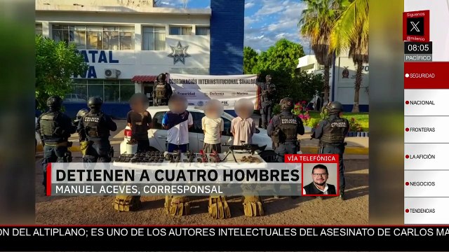 Detienen a 4 en Sinaloa tras asegurar armas largas y equipo táctico; hay un menor