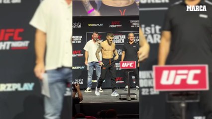 Así fue el pesaje y cara a cara entre Aleksandre  Topuria y Almakhan