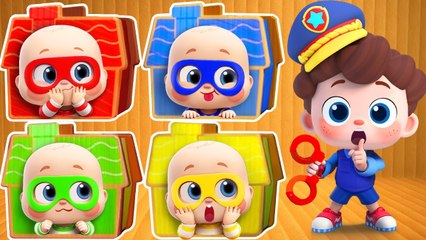 Learn Colors at Cardboard House | Neo Opens His Own Police | Nursery Rhymes & Kids Songs