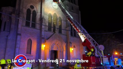 LE CREUSOT : Les pompiers en exercice incendie à l'église Saint-Henri