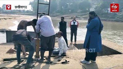 ETV भारत की खबर का असर, रामानुजगंज कन्हर नदी एनीकट का गेट बंद करने का काम शुरू