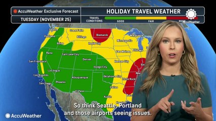 Stormy conditions in the Pacific Northwest could cause problems over Thanksgiving week