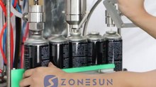Introducing ZONESUN ZS-QW254 Semi-automatic 3 In 1 Aluminium Tin Aerosol Spray Paint Metal Can Bottle Liquid Filling Sealing Capping Machine